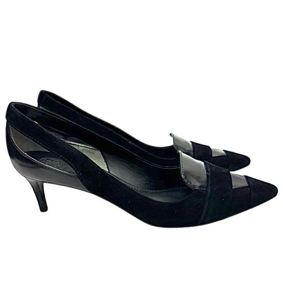 Tory Burch Saray Kitten Heels – Black Leather & Suede – Women’s Size 9.5 - Picture 8 of 12